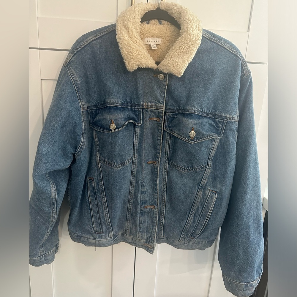 Topshop Sherpa Demin Jacket